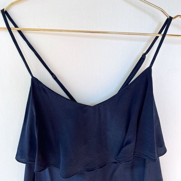 Lilly Pulitzer Navy Blue 100% Ruffle Criss Cross Back Tank Top - Picture 2 of 7